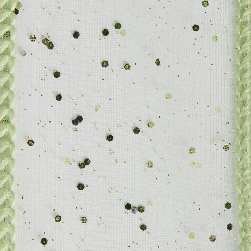 Green Wired Edge Sheer Ribbon 1.5 Inch x 9 Feet - 3 Pack