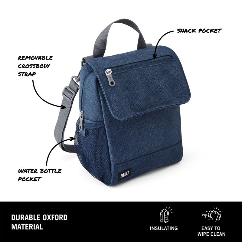 Black Adult Lunch Bag with Water Bottle Compartment
