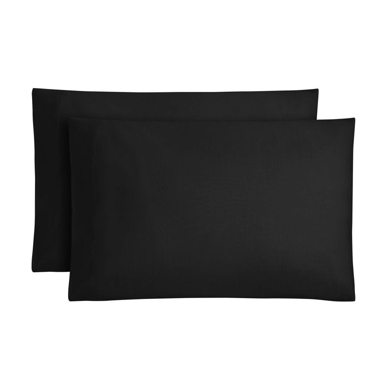 Black Cotton Blend Pillowcase Set - 2 Pieces, Standard/Queen, 300 Thread Count