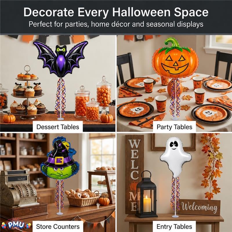 Halloween Balloons Assortment 9 Inch Pre-Inflated with Sticks - Pkg of 12 - Party Supplies