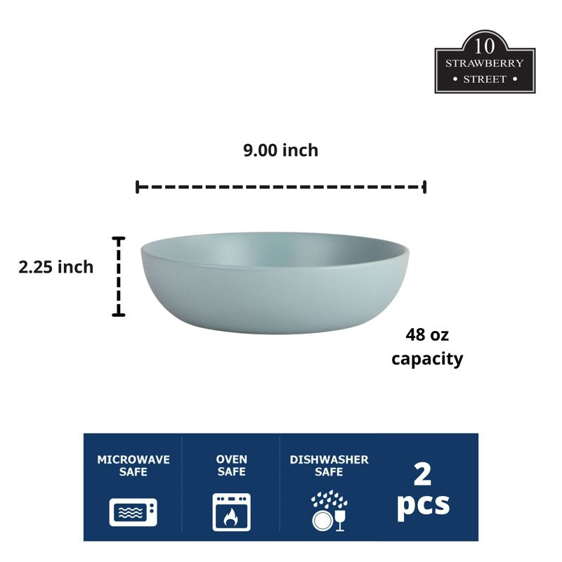 Wazee Matte Serving Bowl Set - 9"/48oz - Mineral Blue