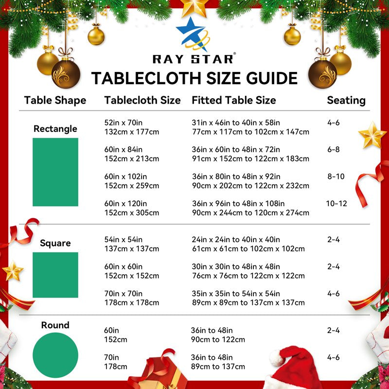 Christmas Tablecloth 60 Inch Round - Heavy Duty Polyester, Yellow & Red