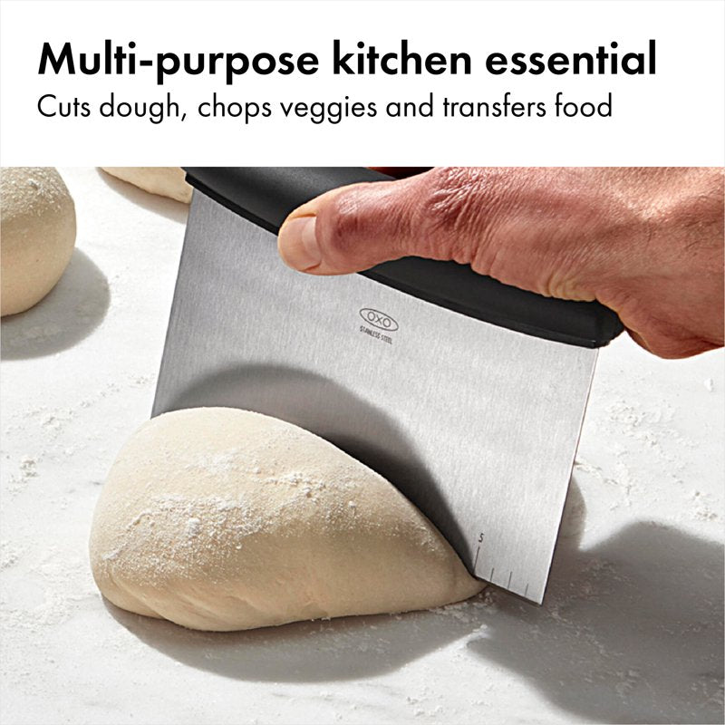 Multi-Purpose Stainless Steel Bench Scraper & Chopper - 2 Pack