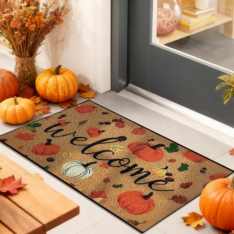 Thanksgiving Pumpkin Doormat - Fall Welcome Front Door Mat L Variation