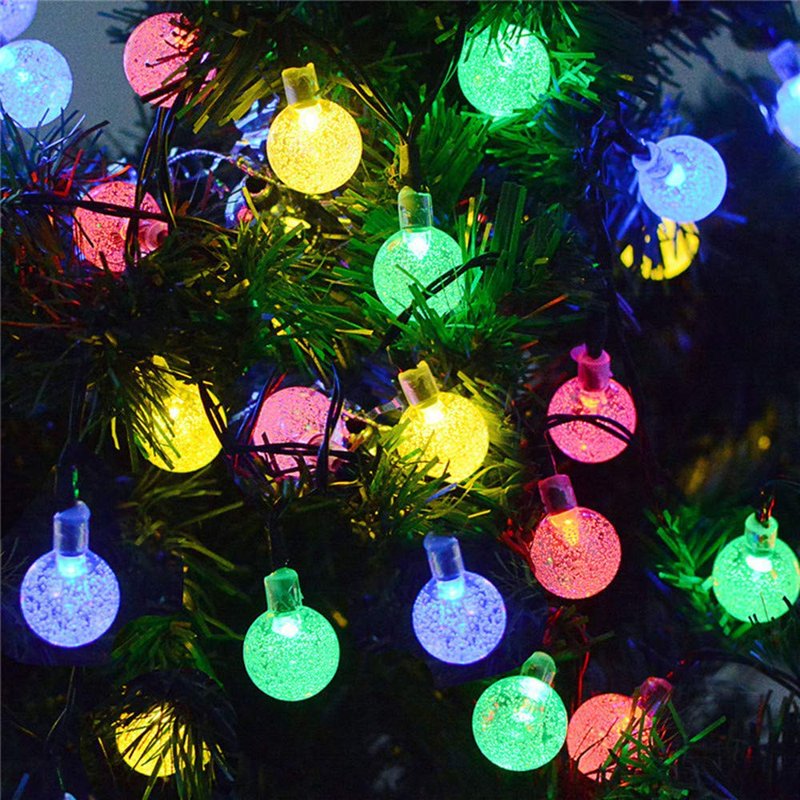 20 LED Solar Bubble Globe String Lights - Waterproof 8 Mode Fairy Lights for Garden & Party - Multi, 4.85M