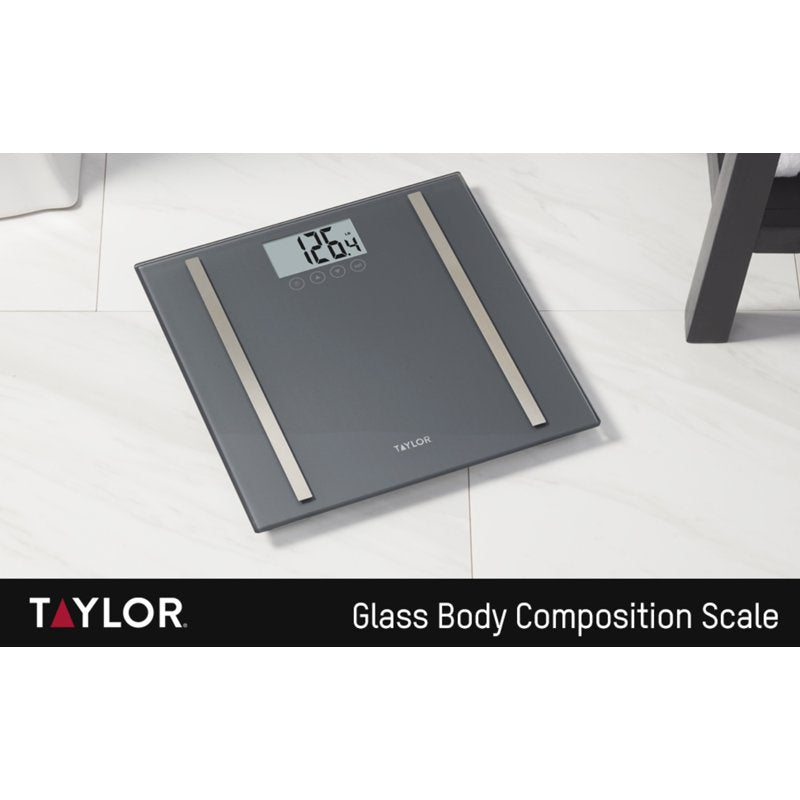 Taylor LCD Body Composition Scale - Gray Glass, 400lb Capacity