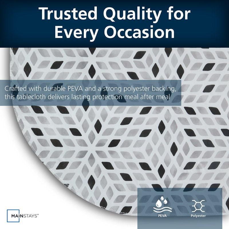 PEVA Indoor & Outdoor Tablecloth - 60" x 102" Black White Geometry