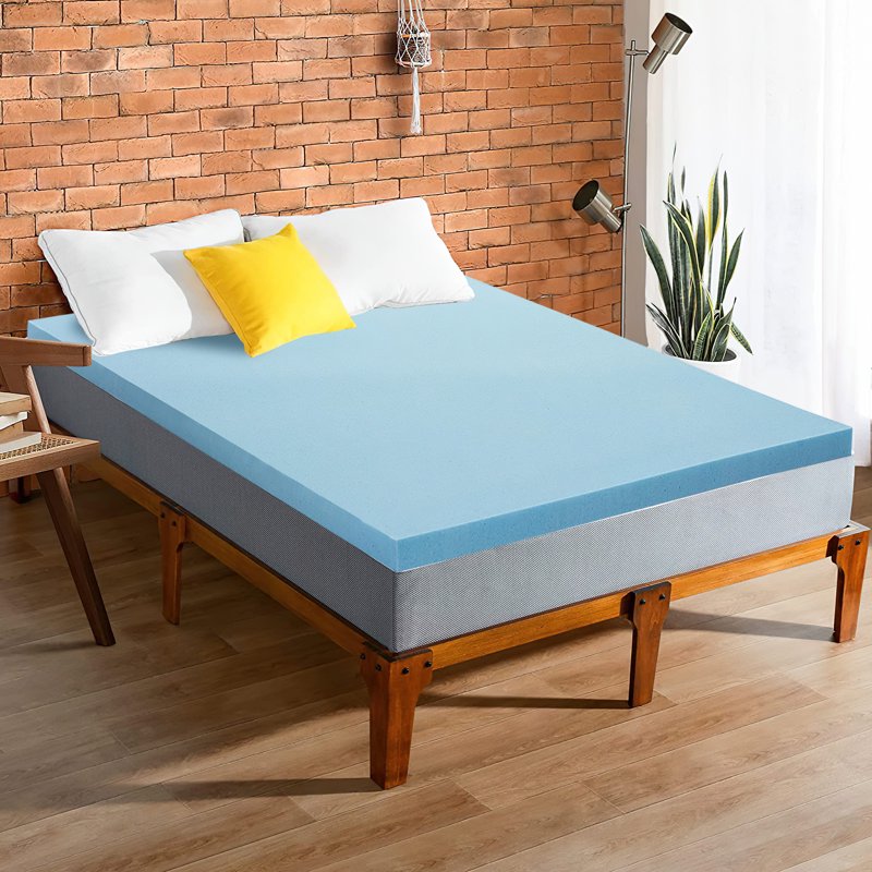 Twin 3-Inch Gel Memory Foam Mattress Topper - Blue, Continental Sleep