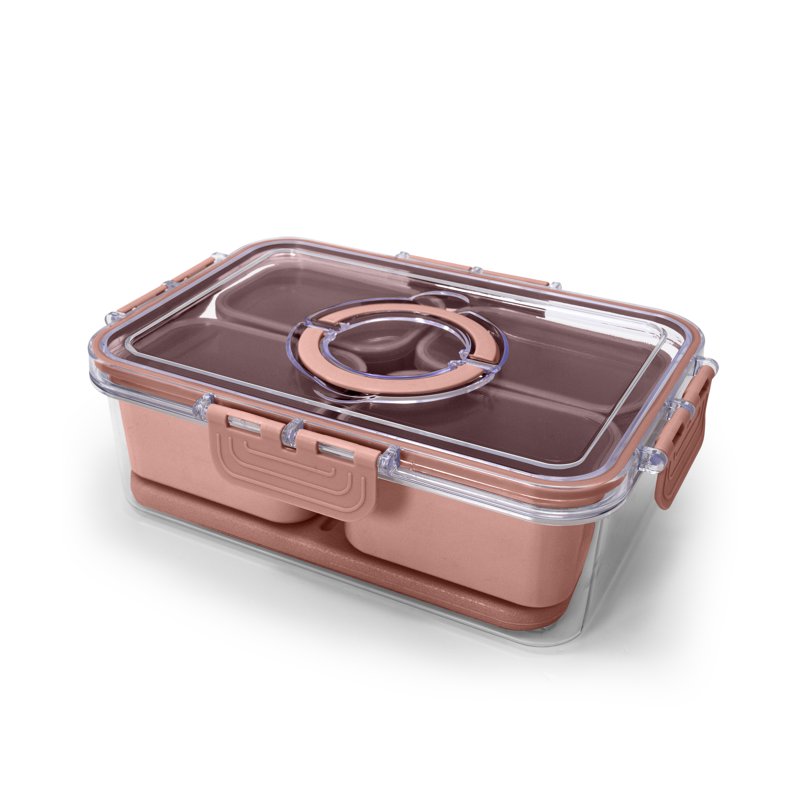 4-Compartment Portable Snack Box with Ice Pack - Pink