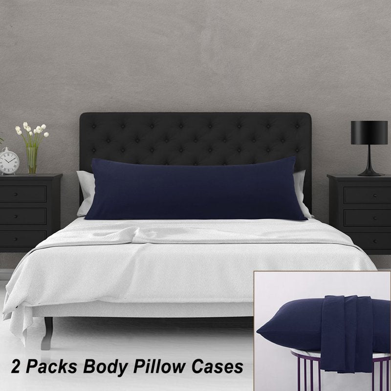 Microfiber Body Pillow Cover 20 x 54 Navy Blue - 2 Piece Set