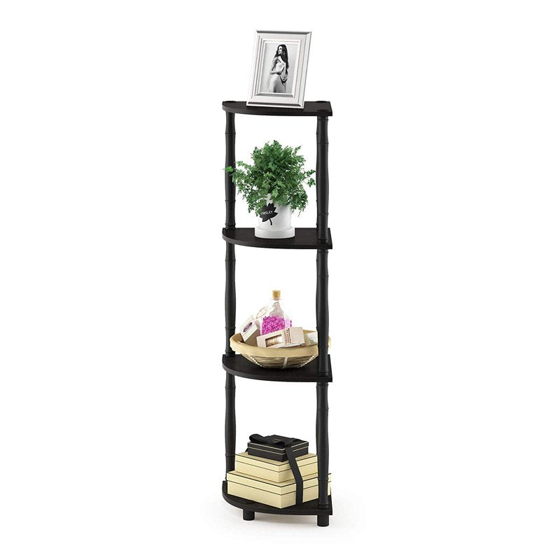 4-Tier Corner Display Rack - Multipurpose Shelving Unit - Espresso/Black