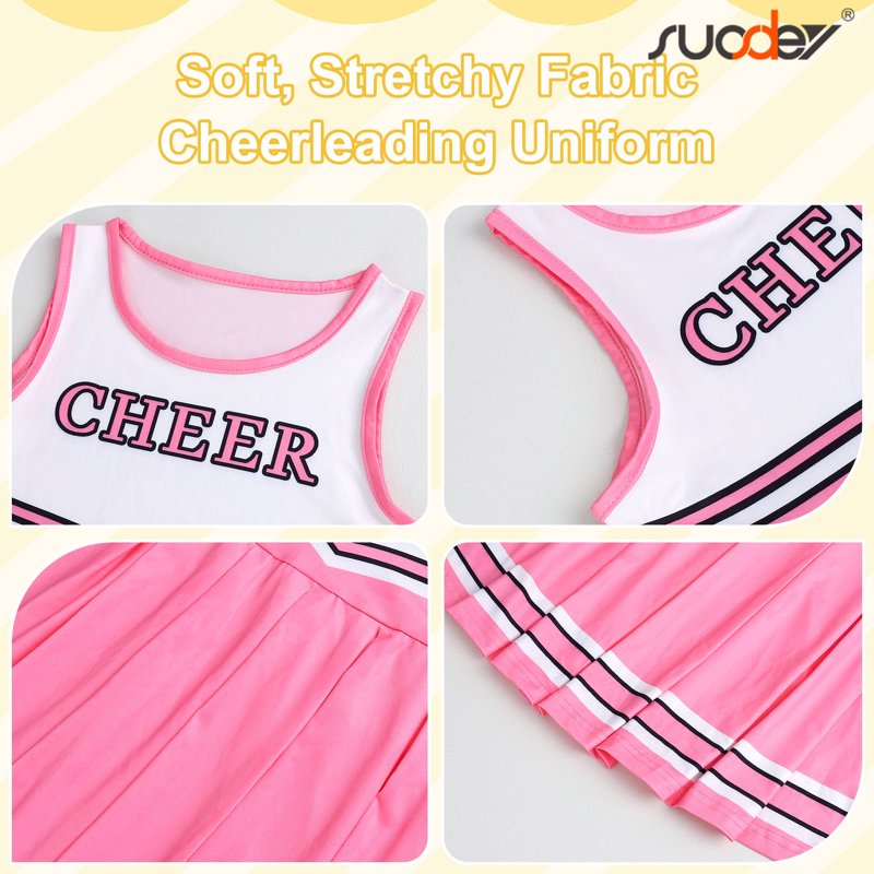 Girls Cheerleader Costume Outfit Set for 10-12 Years - Light Pink