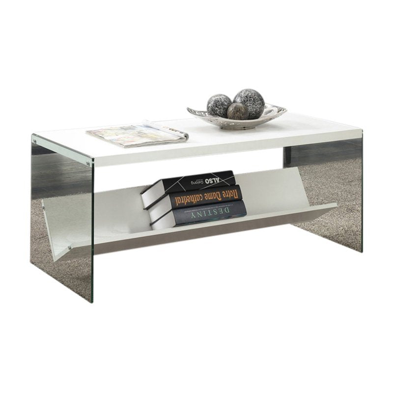 SoHo Coffee Table with Faux Marble Top and Glass Sides