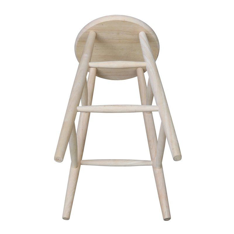 30" Unfinished Wooden Scooped Seat Bar Stool - Country Style