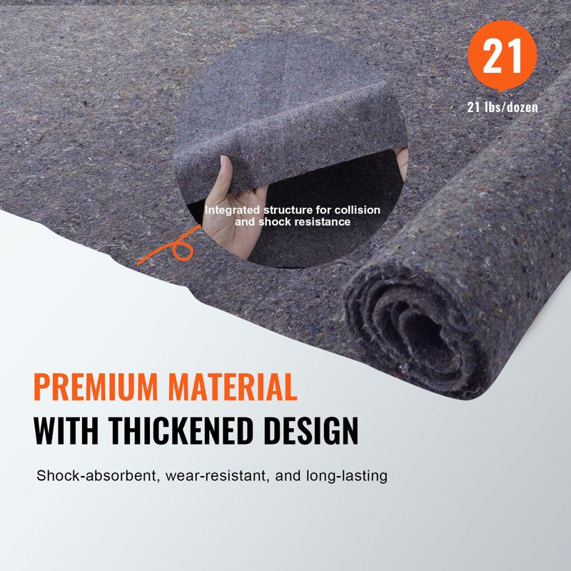 Heavy-Duty Moving Blankets 72x54 Inch 24 Pack Eco-Friendly Recycled Cotton Furniture & Floor Protection
