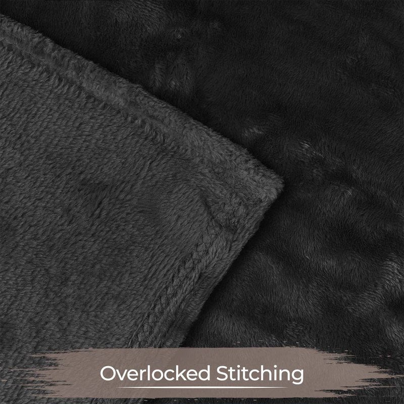 Solid Black Fleece Plush Throw Blanket - Super Soft & Cozy