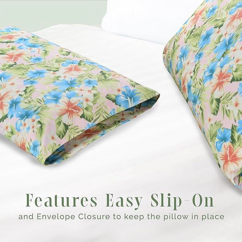 King Magnolia Ultra Soft Floral Pint Pillowcases Set of 2 - Microfiber, Hotel Quality