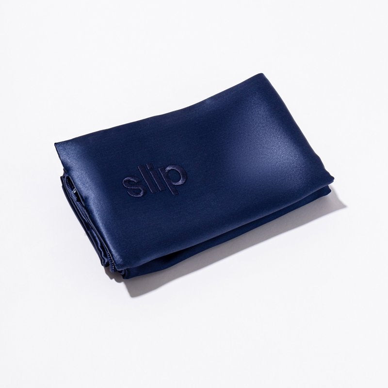 Silk Pillowcase Queen Navy - Slip Pure Silk Bedding for Skin & Hair Care
