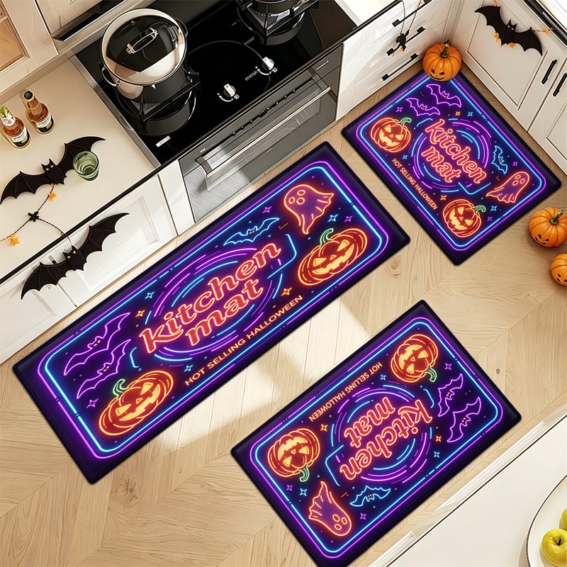 Halloween Neon Pumpkin Lanterns 2Pcs - Versatile Indoor & Outdoor Decorations (15.7 x 23.6 & 17.7 x 47.2 inches)