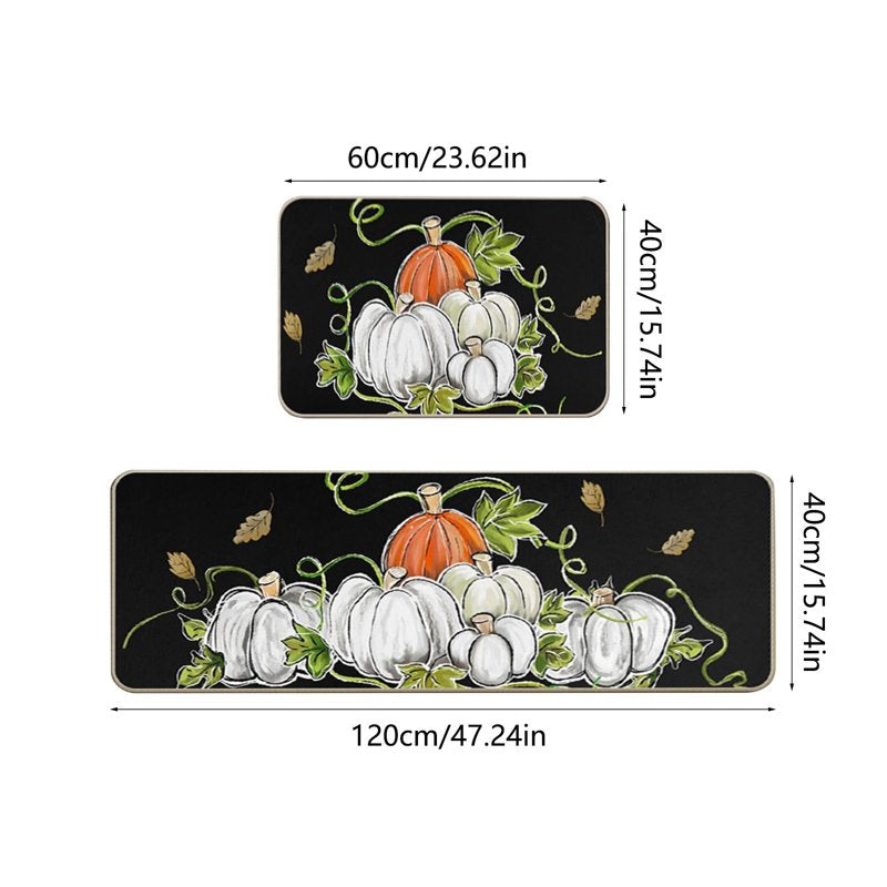 Halloween Pumpkin Rugs Set - Non-Slip Kitchen Floor Mats - F Variation 16x24in+16x48in