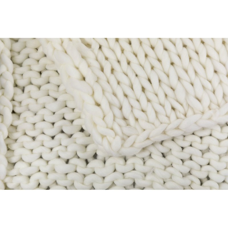 Cream Knitted Throw Blanket 50x60 Inches - Soft Hand-Knitted Home Decor
