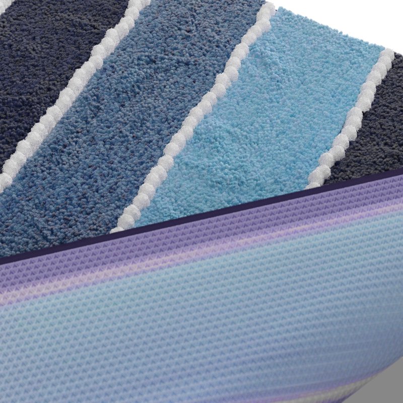 Kids Bath Rug - Blue Stripe, 32 x 20 Inches, Absorbent & Slip-Resistant