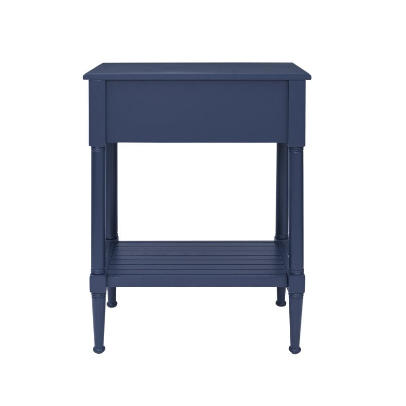 Navy Blue Accent Side Table with Drawer and Shelf - 30.25" Tall