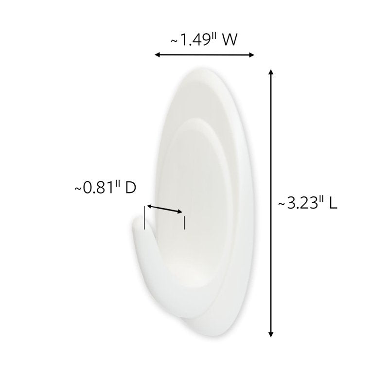 2 Pack Bathroom Command Quartz Hooks with Water Resistant Strips - Damage-Free Shower Organization
