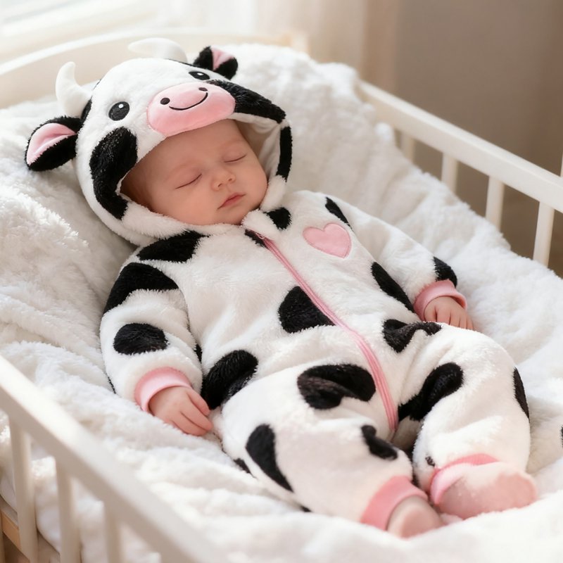 Baby Cow Costume Infant Halloween Animal Romper - White, 3-6 Months