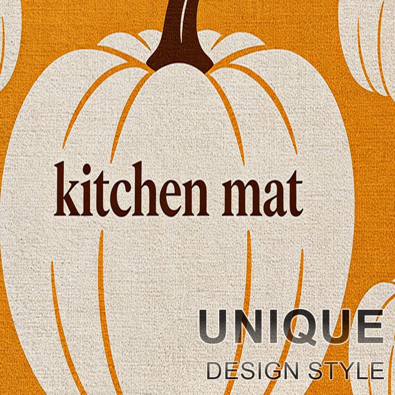 Halloween White Pumpkin Flannel Kitchen & Entryway Rug - 15.7x23.6 Inches