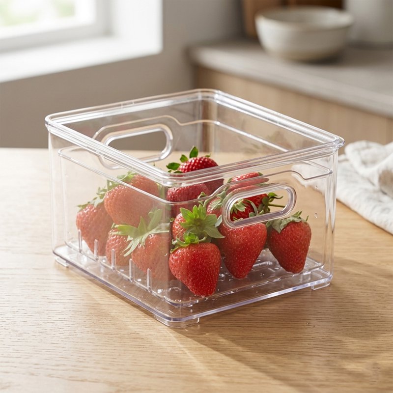 Small Clear Plastic Pull-Out Colander Bin with Drainage Tray