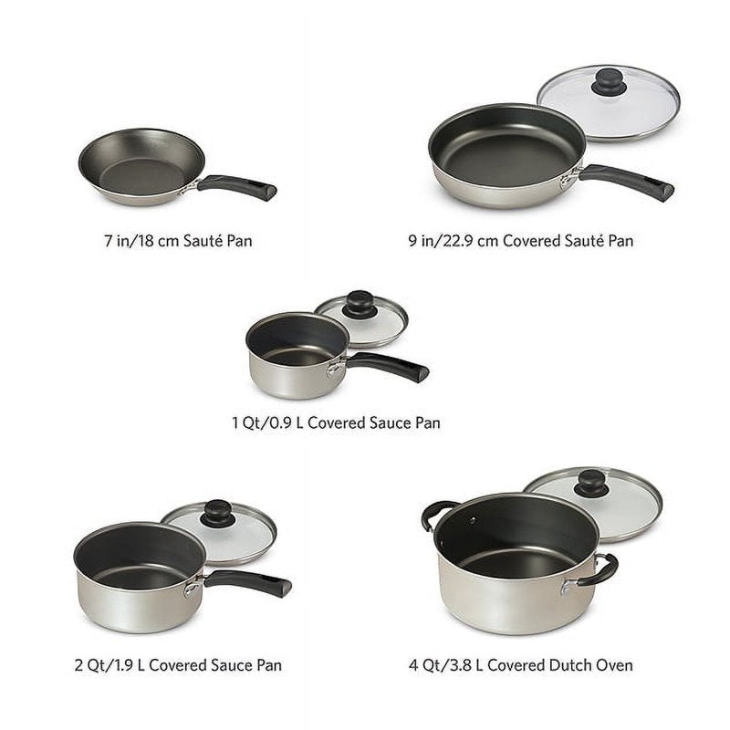 Non-Stick Cookware Set - 9-Piece Champagne Kitchen Essentials