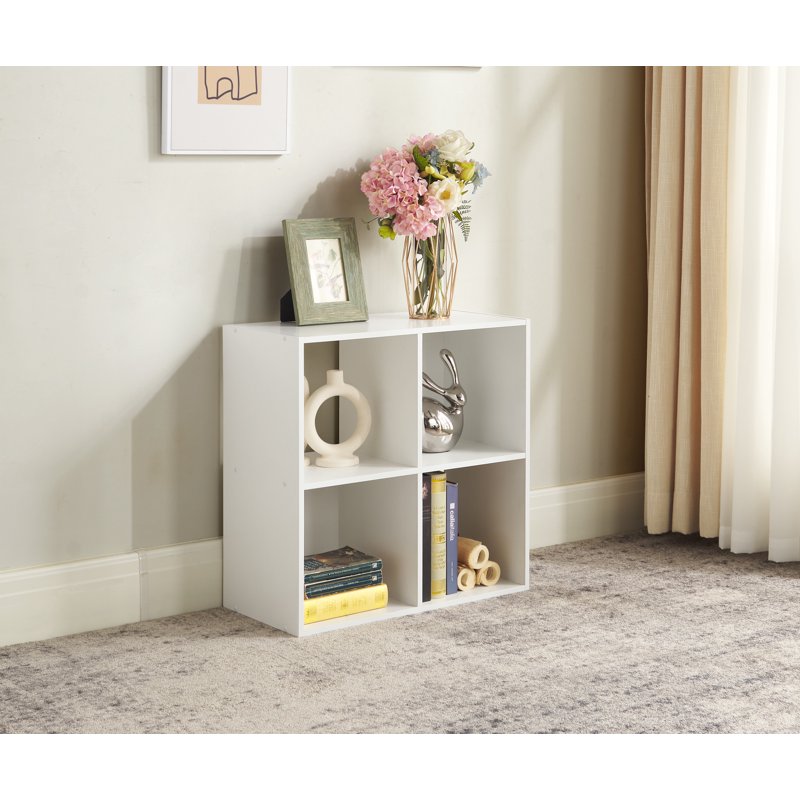 4-Cube Storage Organizer Bookcase - White 2x2 Design