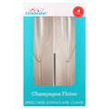 Clear Plastic Champagne Flutes - 6 oz, 4 Count with Gold Rim