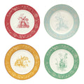 Multi-Color Ceramic Appetizer Plates - 4 Pack with Bunny Design