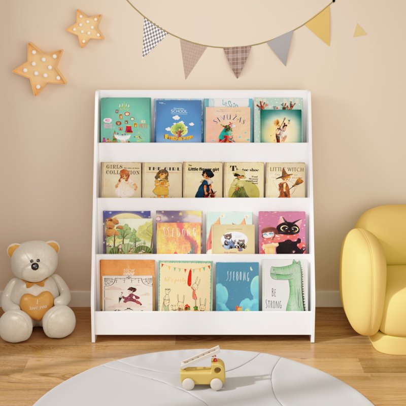 4-Tier Kids Bookshelf & Toy Organizer - Space-Saving Storage