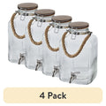 2 Gallon Glass Beverage Dispenser with Wooden Lid - 4 Pack