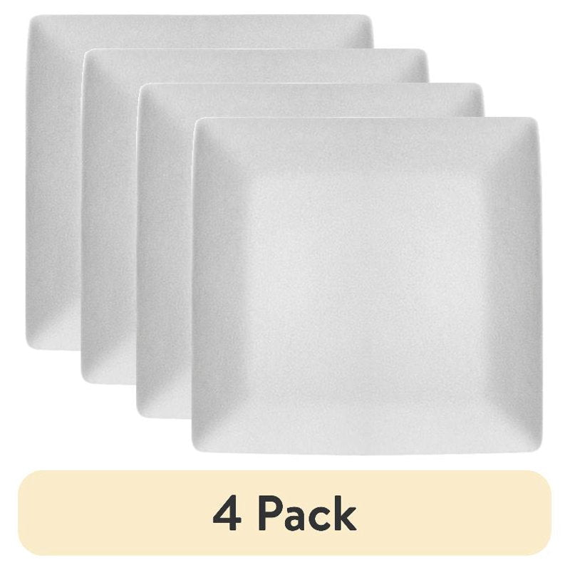 Cream Square-Shaped Stoneware Salad Plate - 4 Pack