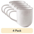 Cream Stoneware Mug - 4 Pack, Durable & Microwave Safe