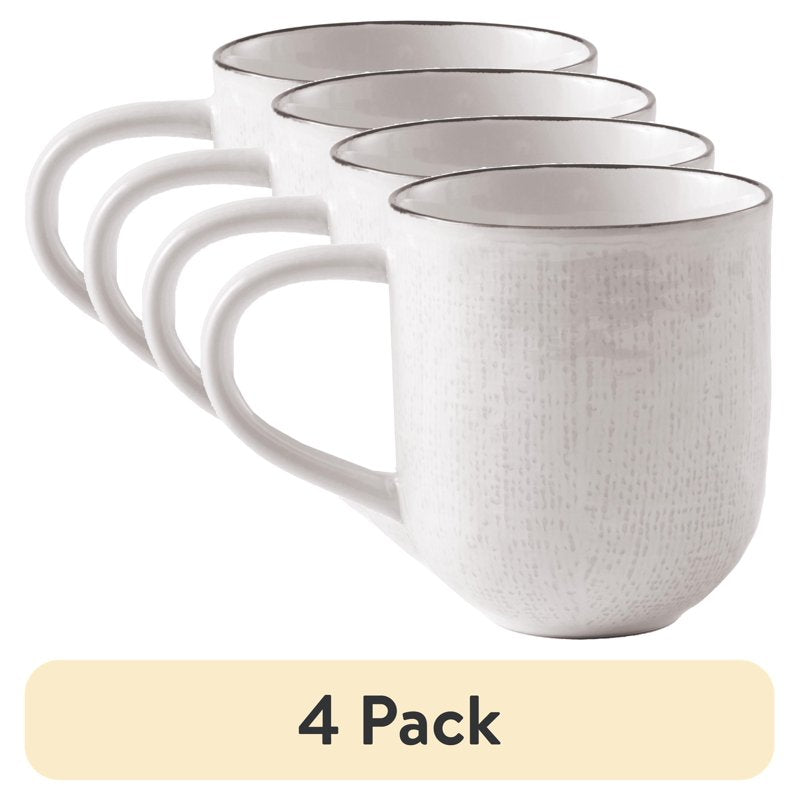 Cream Stoneware Mug - 4 Pack, Durable & Microwave Safe