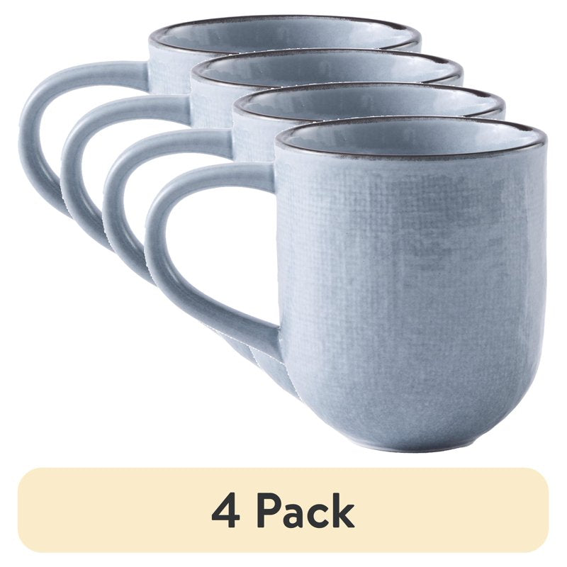 Denim Stoneware Mug - 4 Pack, 14 oz, Dishwasher & Microwave Safe