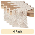 Macrame Table Runner - 90"x14" Natural Cotton - 4 Pack