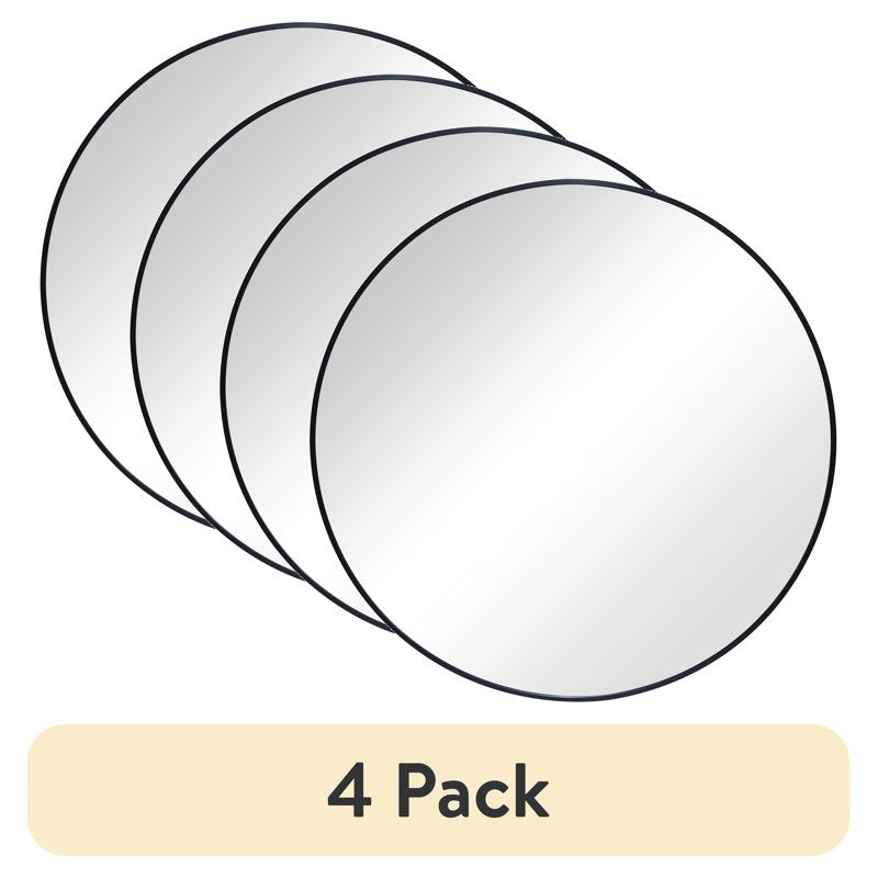 (4 Pack) Black Aluminum Round Wall Mirrors 28in for Bathroom & Living Room - Modern Decor