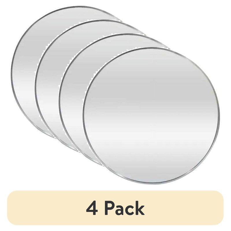 (4 Pack) 28-Inch Round Wall Mirrors - Nickel Aluminum Frame, Modern Bathroom & Living Room Decor