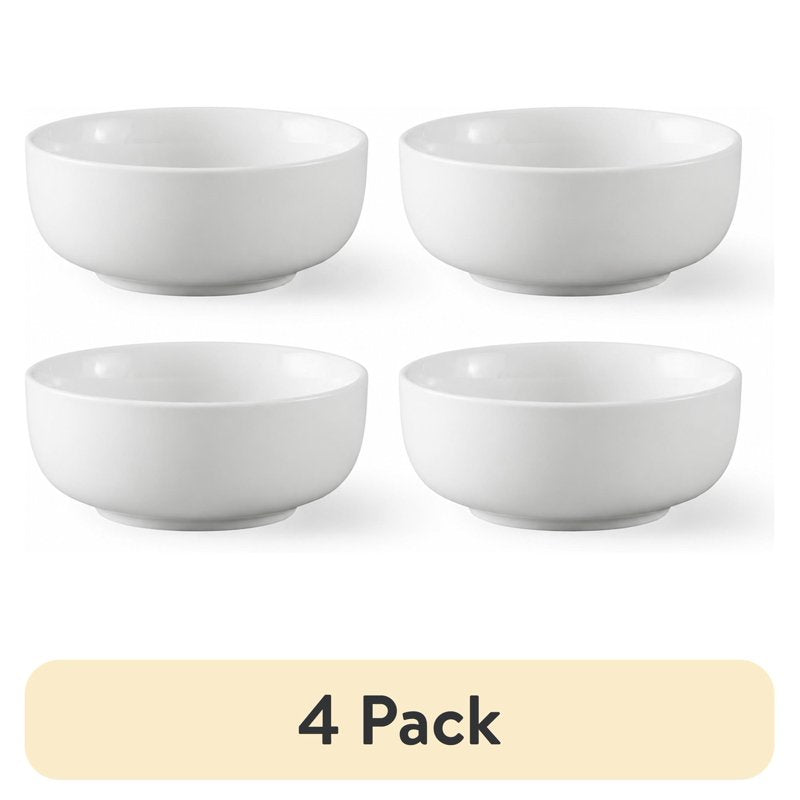 White Porcelain Round Dipped Bowl - 4 Pack