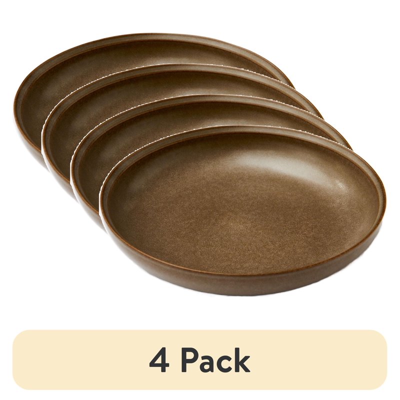 8.9-Inch Stoneware Dinner Bowl - Brown, 4 Pack