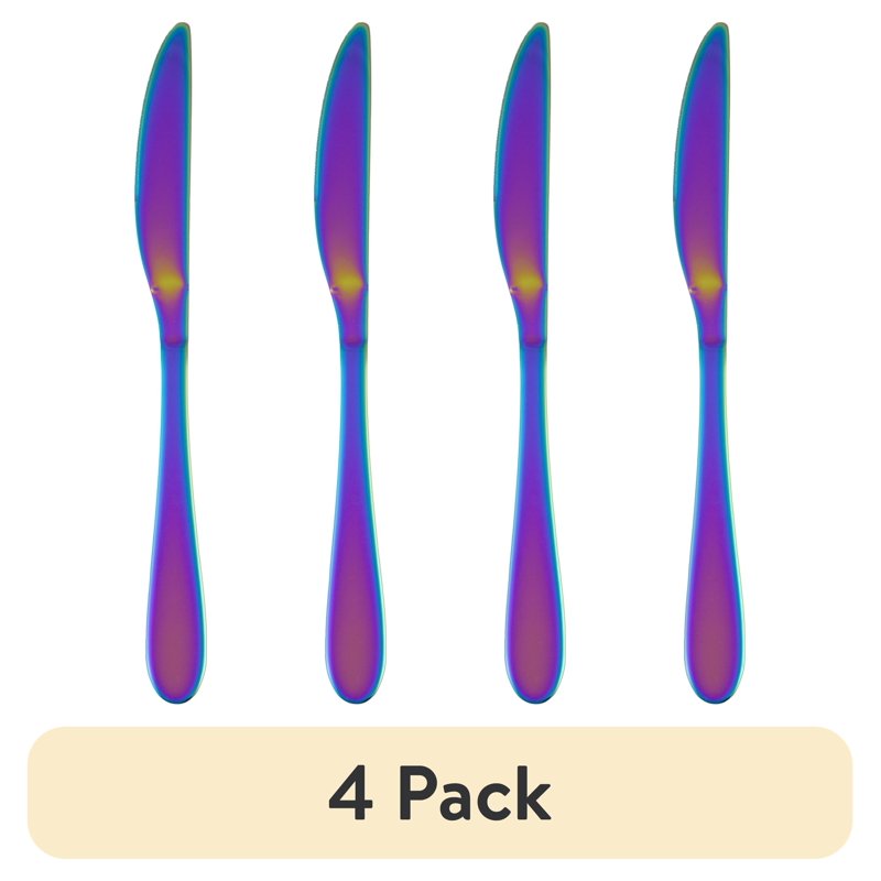 Rainbow Mirror Stainless Steel Dinner Knife Set - Multicolor, 4 Pack