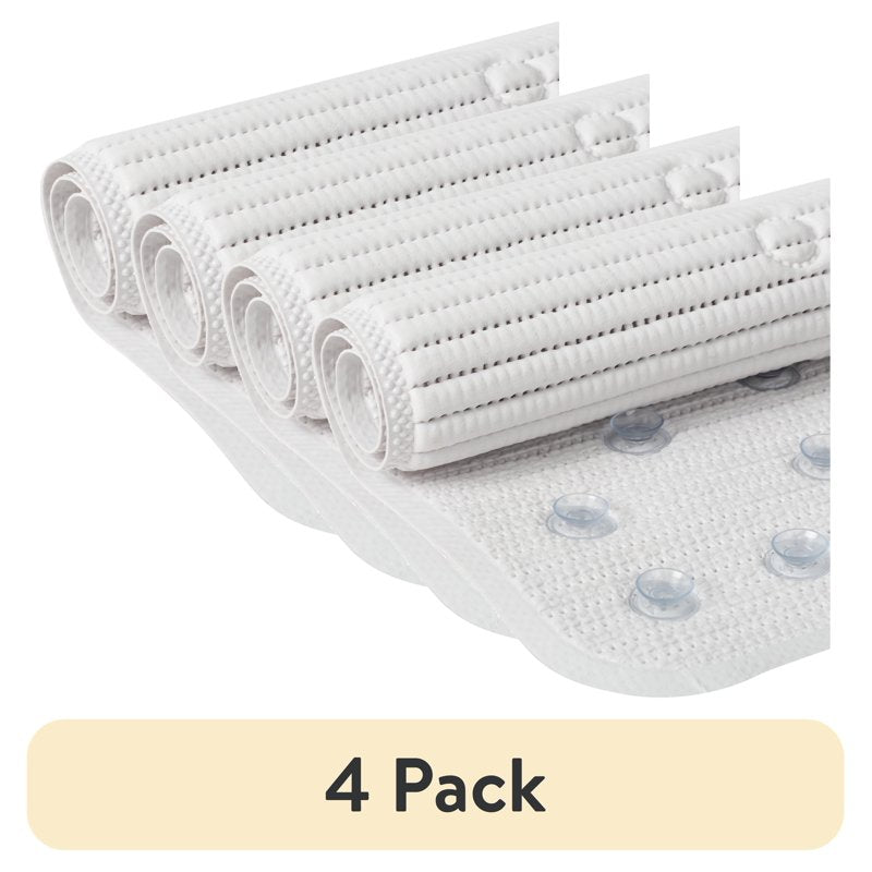 4 Pack White Foam Cushioned Shower Mat with Suction Cups - 21x21 Inches - Variation of THIS listing 4