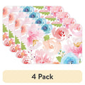 Flexible Plastic Floral Splash Placemats - 4 Pack