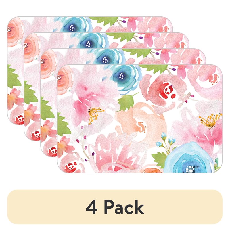 Flexible Plastic Floral Splash Placemats - 4 Pack